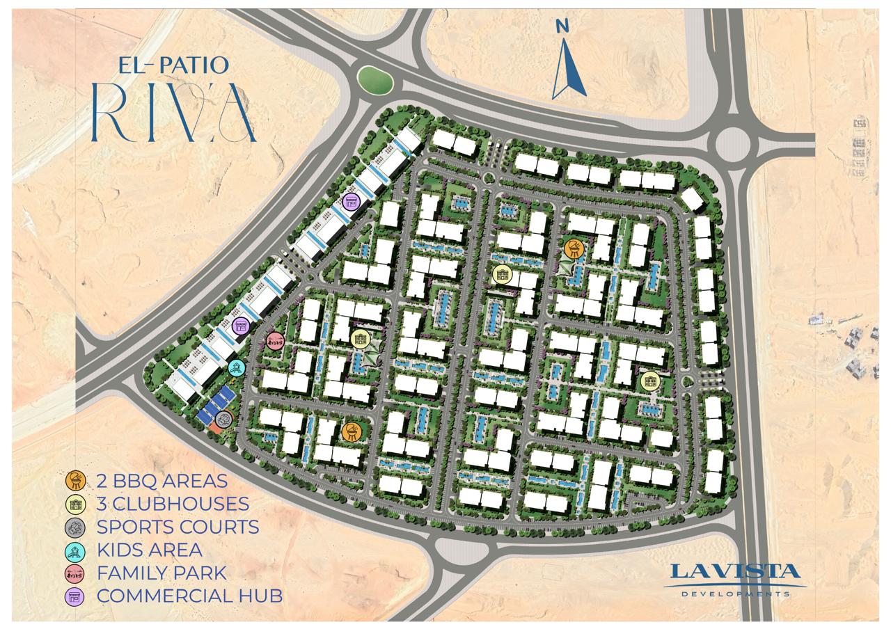 كمبوند الباتيو ريفا التجمع السادس لافيستا للتطوير العقاري - El Patio Riva New Cairo Compound المخطط العام