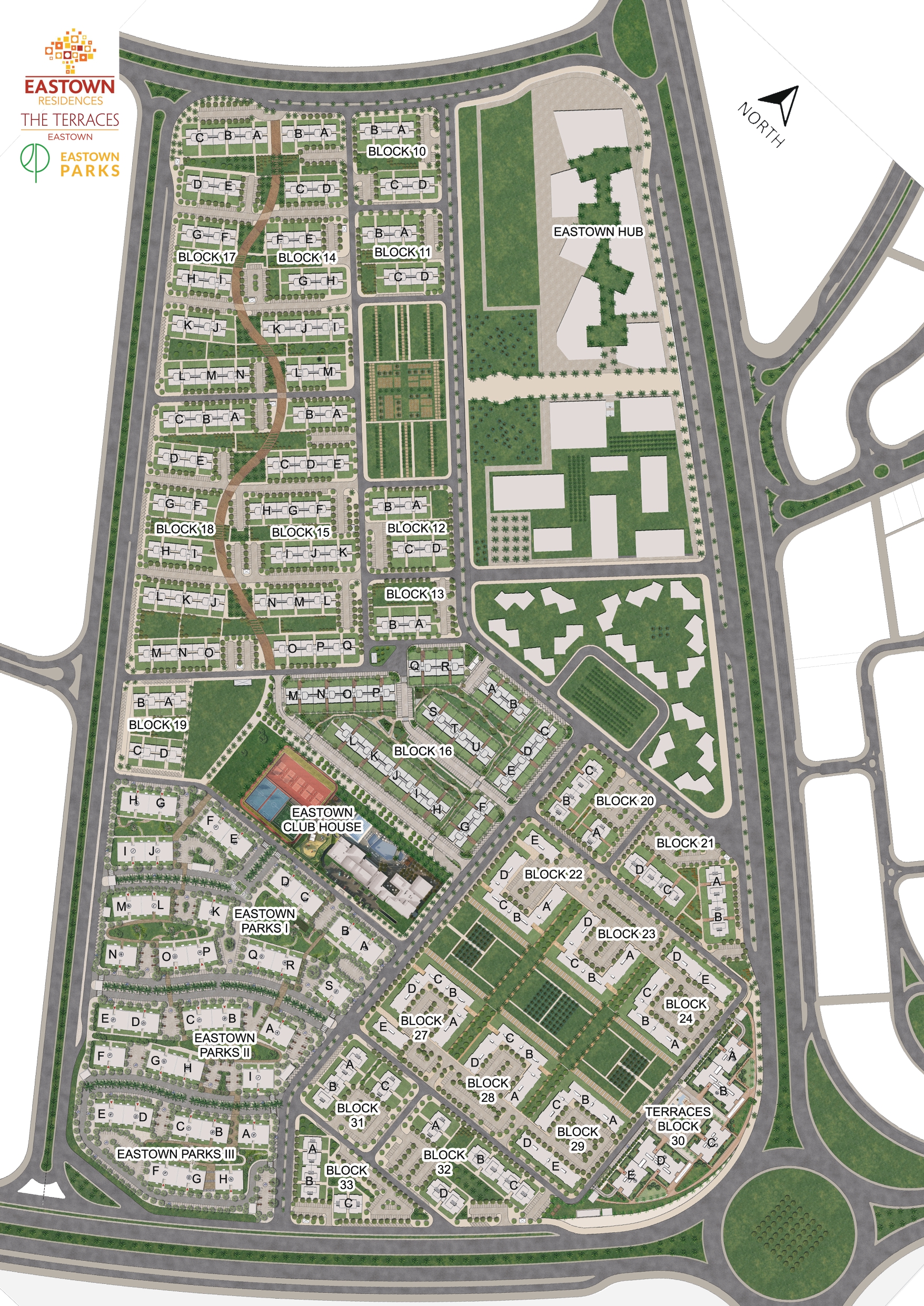 كمبوند سوديك ايست تاون التجمع الخامس - Eastown New Cairo المخطط العام