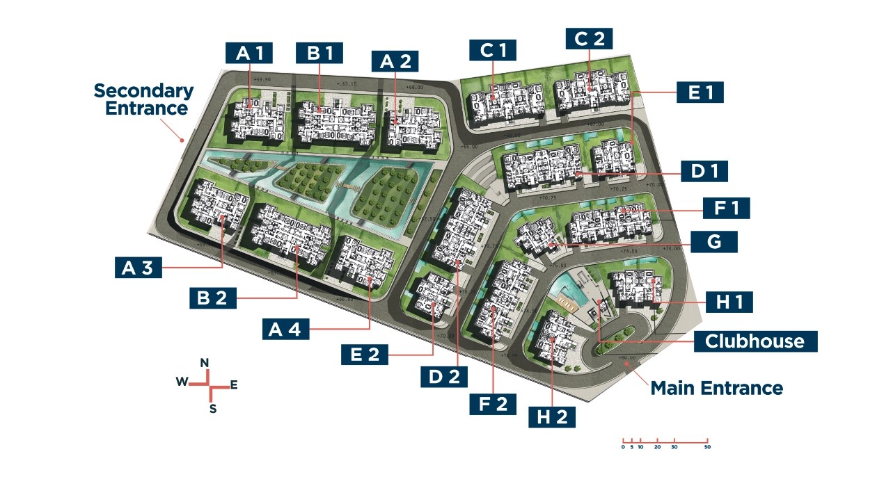 كمبوند سوديك ايست تاون التجمع الخامس - Eastown New Cairo المخطط العام