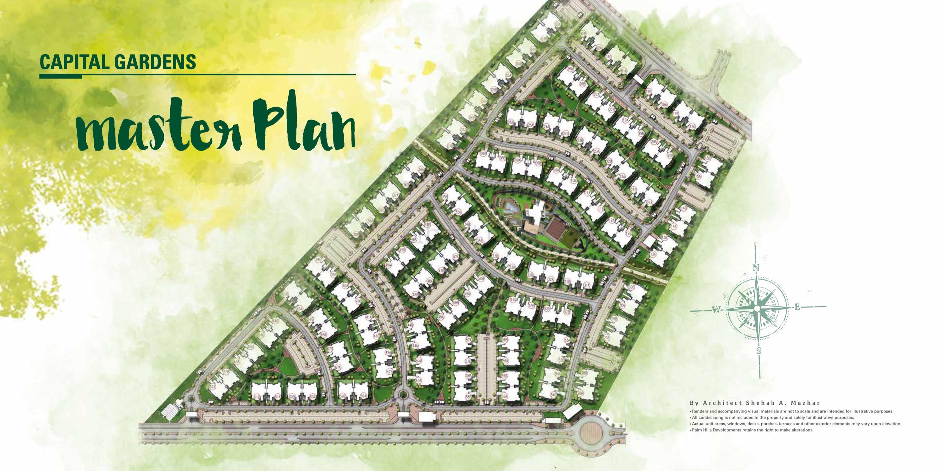 كمبوند كابيتال جاردنز بالم هيلز القاهرة الجديدة - Capital Gardens palm hills New Cairo المخطط العام