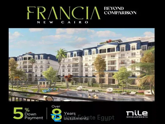 Your 102m apartment in Francia Nile Boulevard Compound, Fifth Settlement