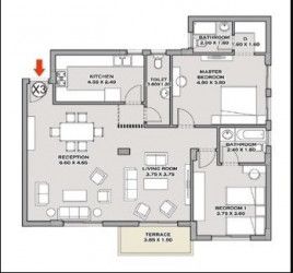 Plan of 124 meters apartment in Tag Sultan