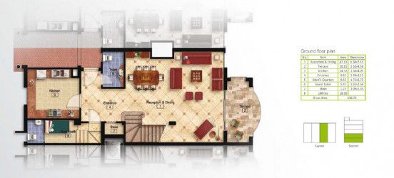 Ground Floor Plan For 225 m² Villa in Mountain View Hyde Park