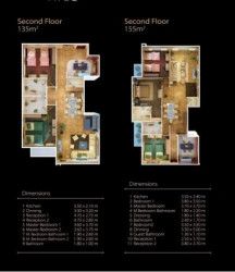 Apartment plan 135 meters in Midtown New Cairo