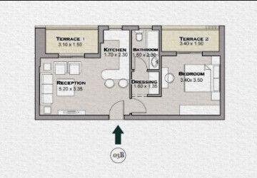 Apartment with an area of 64 meters in Tag Sultan